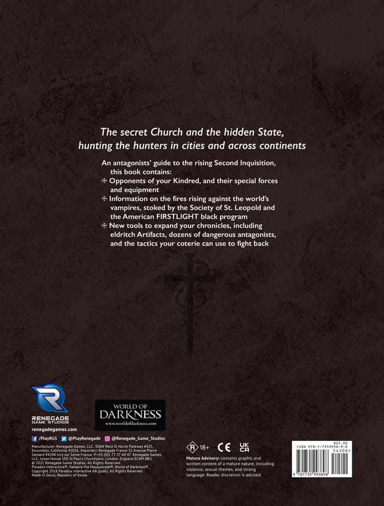 Vampire: The Masquerade 5th Edition RPG Buch Second Inquisition *Englische Version* Image 2