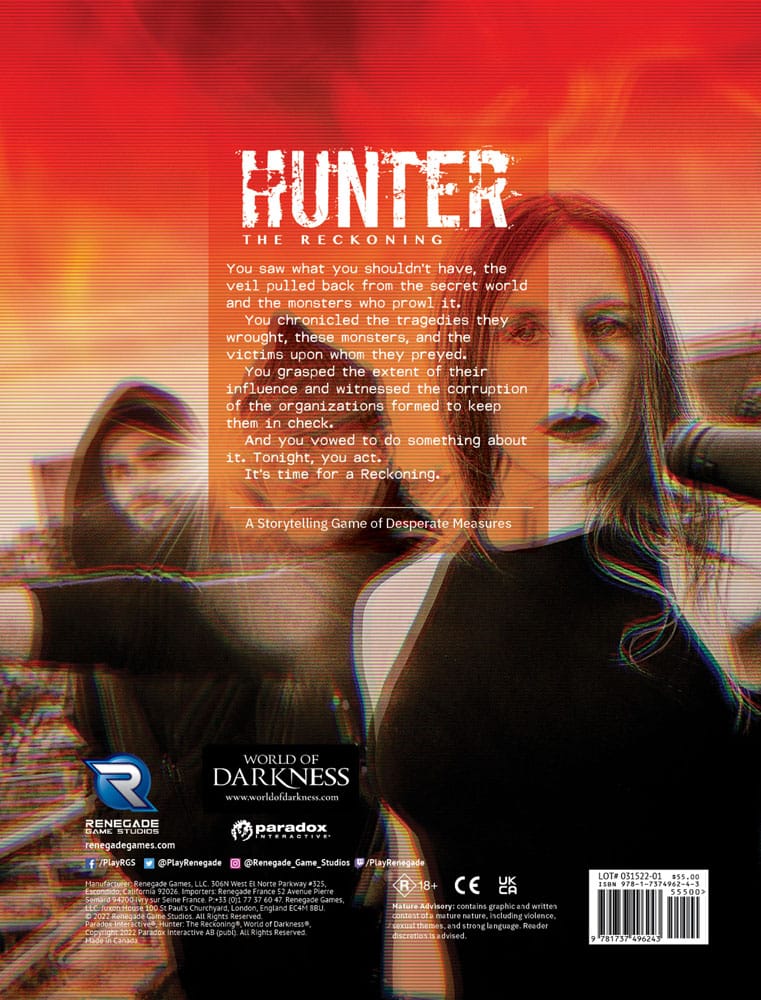 Hunter: The Reckoning 5th Edition RPG Buch Game Core Rulebook *Englische Version* Image 3