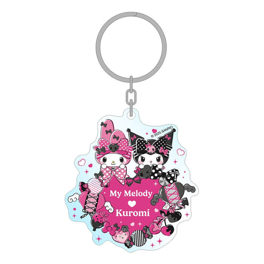 Sanrio Pink Black Party Series Acryl Schlüsselanhänger My Melody & Kuromi 7 cm Image