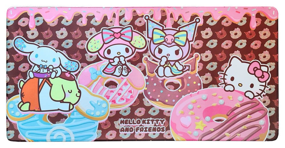 Sanrio Pink Black Party Series XXL Mousepad Hello Kitty & Friends Donuts Image