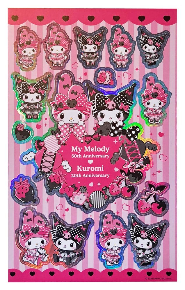 Sanrio Pink Black Party Series Sticker Pack Kuromi & My Melody Image 1