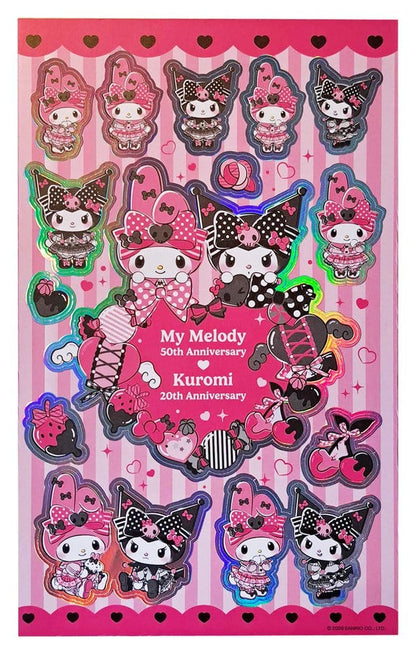 Sanrio Pink Black Party Series Sticker Pack Kuromi & My Melody Image 1