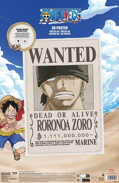 One Piece 3D Poster Wanted Roronoa Zoro 38 x 58 cm Image 4