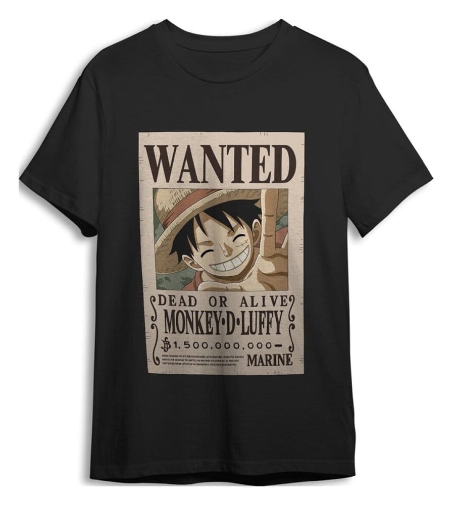 One Piece T-Shirt Monkey D. Ruffy Wanted Schwarz Größe S Image