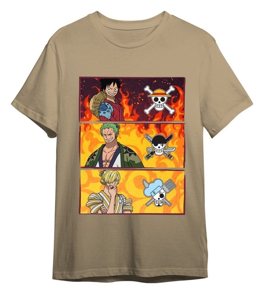 One Piece T-Shirt Monkey D. Ruffy & Roronoa Zoro & Sanji Sand Größe S Image