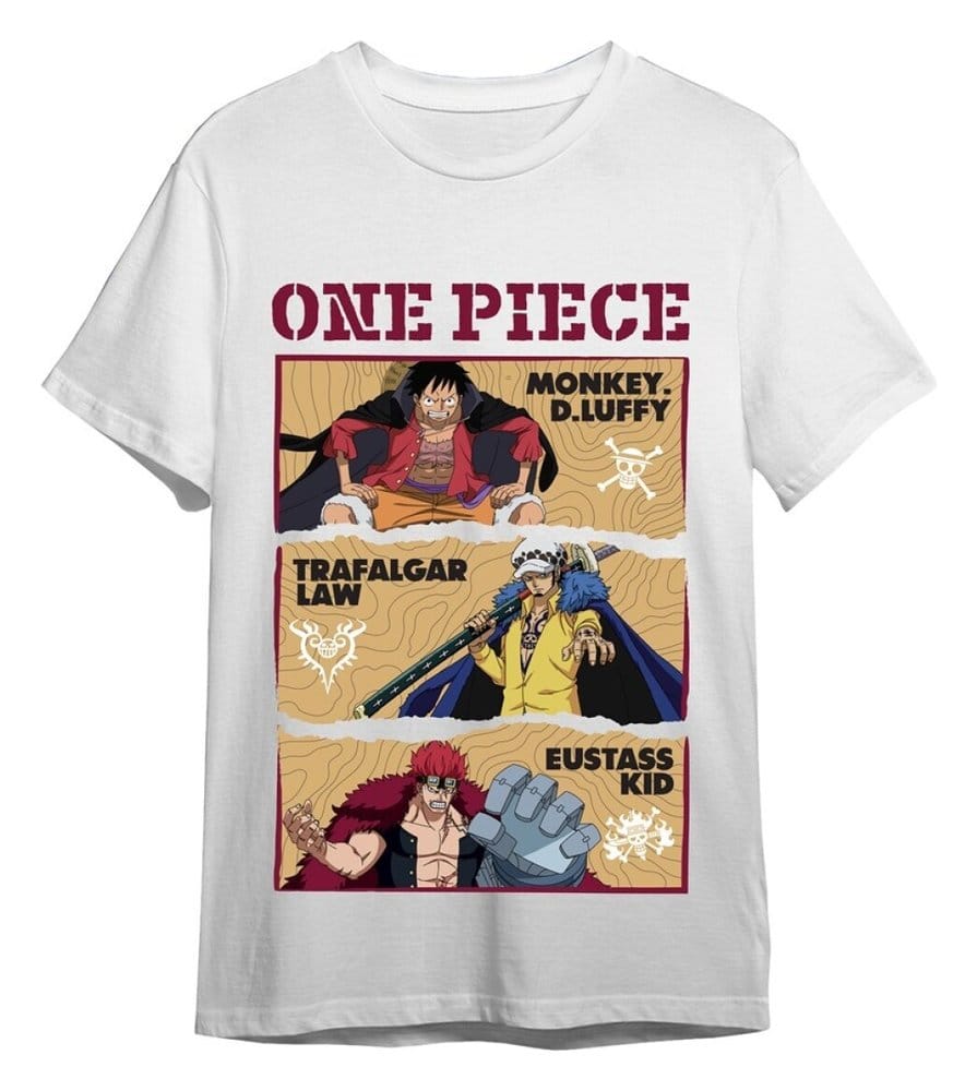 One Piece T-Shirt Luffy/Trafalgar/Eustass Weiß Größe XL Image
