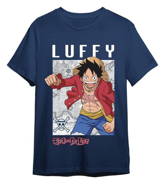 One Piece T-Shirt Monkey D. Ruffy Mapa Denim Größe XXL Image