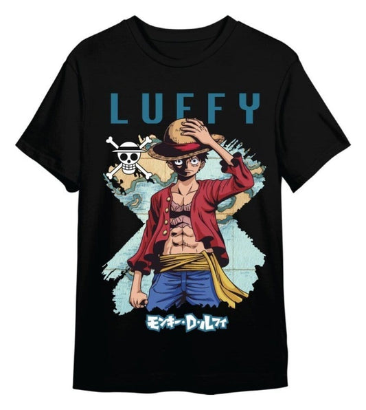 One Piece T-Shirt Monkey D. Ruffy Mapa Schwarz Größe M Image
