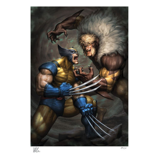 Marvel Kunstdruck Wolverine vs Sabretooth 41 x 61 cm - ungerahmt Image 1