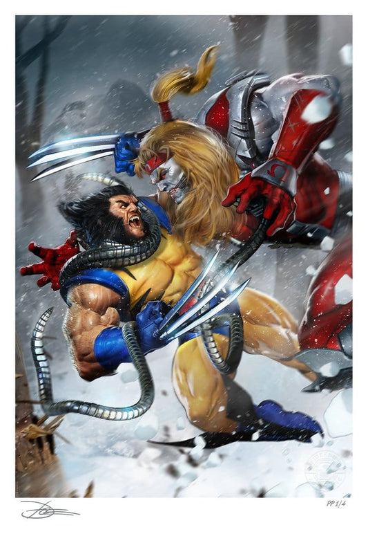 Marvel Kunstdruck Wolverine vs Omega Red 46 x 61 cm - ungerahmt Image 1