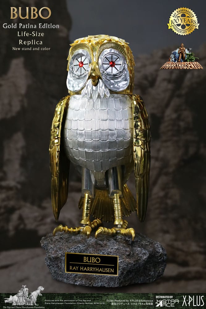 Kampf der Titanen Statue Ray Harryhausens Bubo Gold Patina Edition Deluxe Ver. 34 cm Image 2