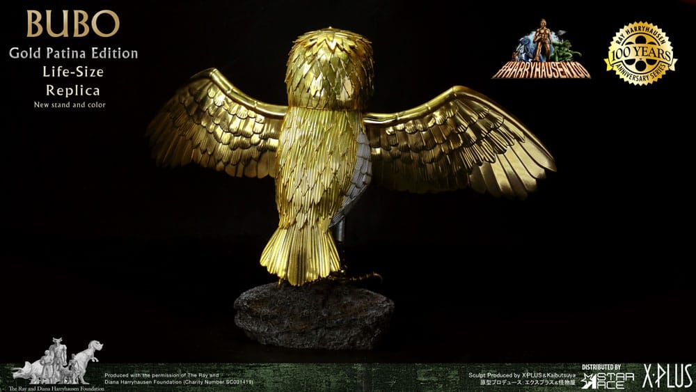 Kampf der Titanen Statue Ray Harryhausens Bubo Gold Patina Edition Deluxe Ver. 34 cm Image 9