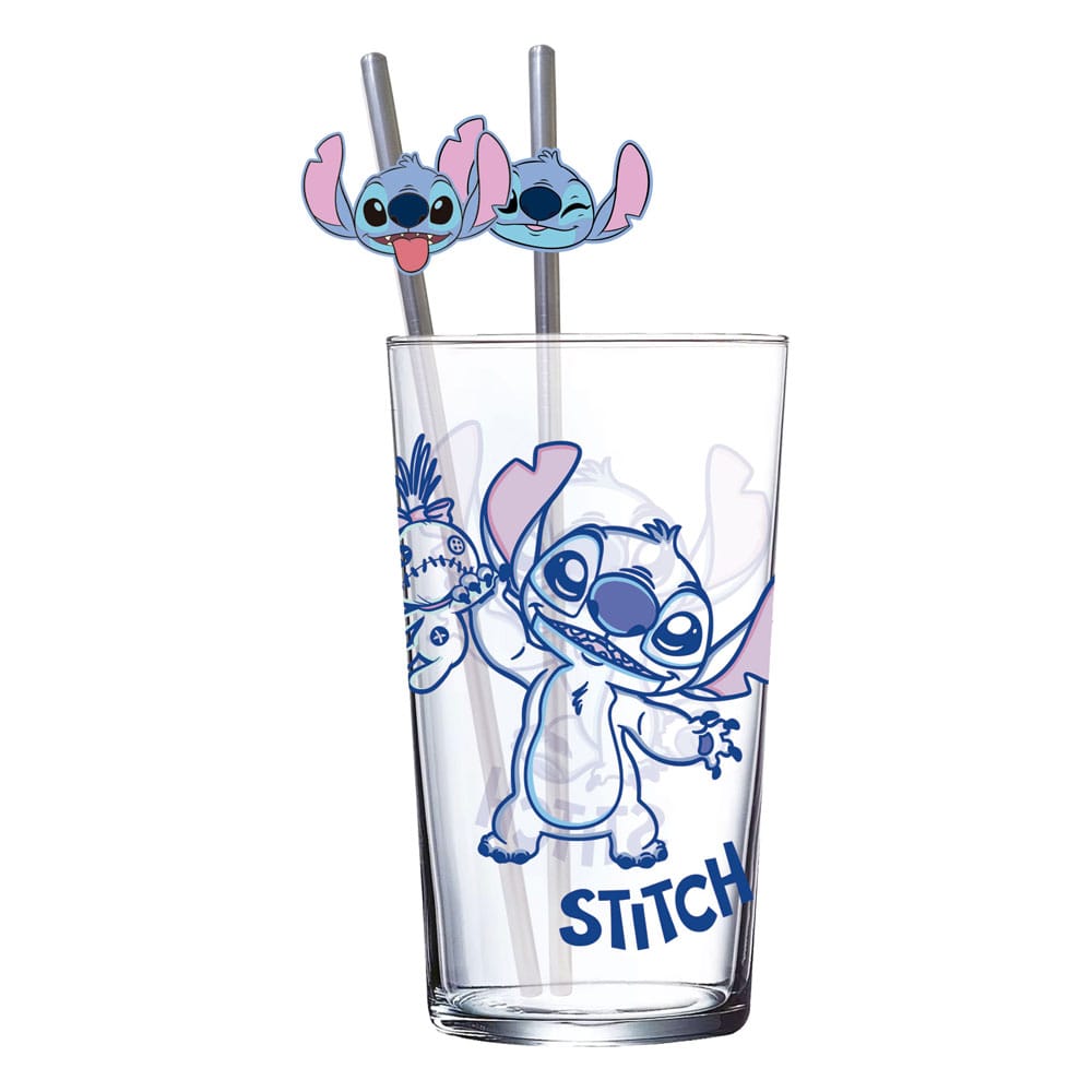 Lilo & Stitch Glas Tumbler mit Trinkhalmen Stitch 485 ml Image 1