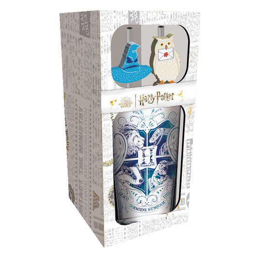 Harry Potter Glas Tumbler mit Trinkhalmen Hogwarts 485 ml Image