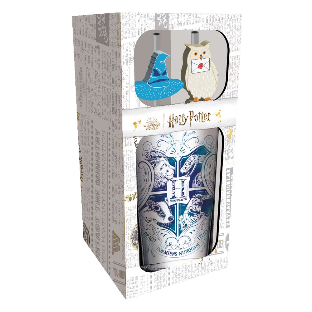 Harry Potter Glas Tumbler mit Trinkhalmen Hogwarts 485 ml Image