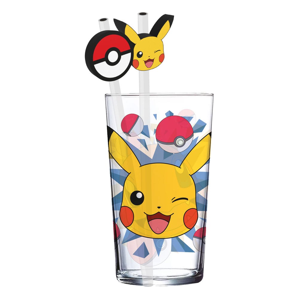 Pokémon Glas Tumbler mit Trinkhalmen Pikachu 485 ml Image 1
