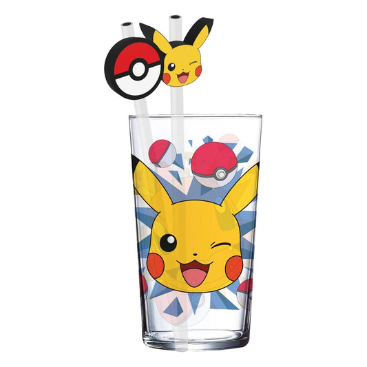 Pokémon Glas Tumbler mit Trinkhalmen Pikachu 485 ml Image 1