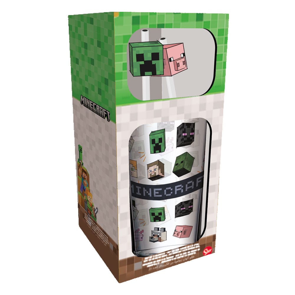 Minecraft Glas Tumbler mit Trinkhalmen Characters 485 ml Image