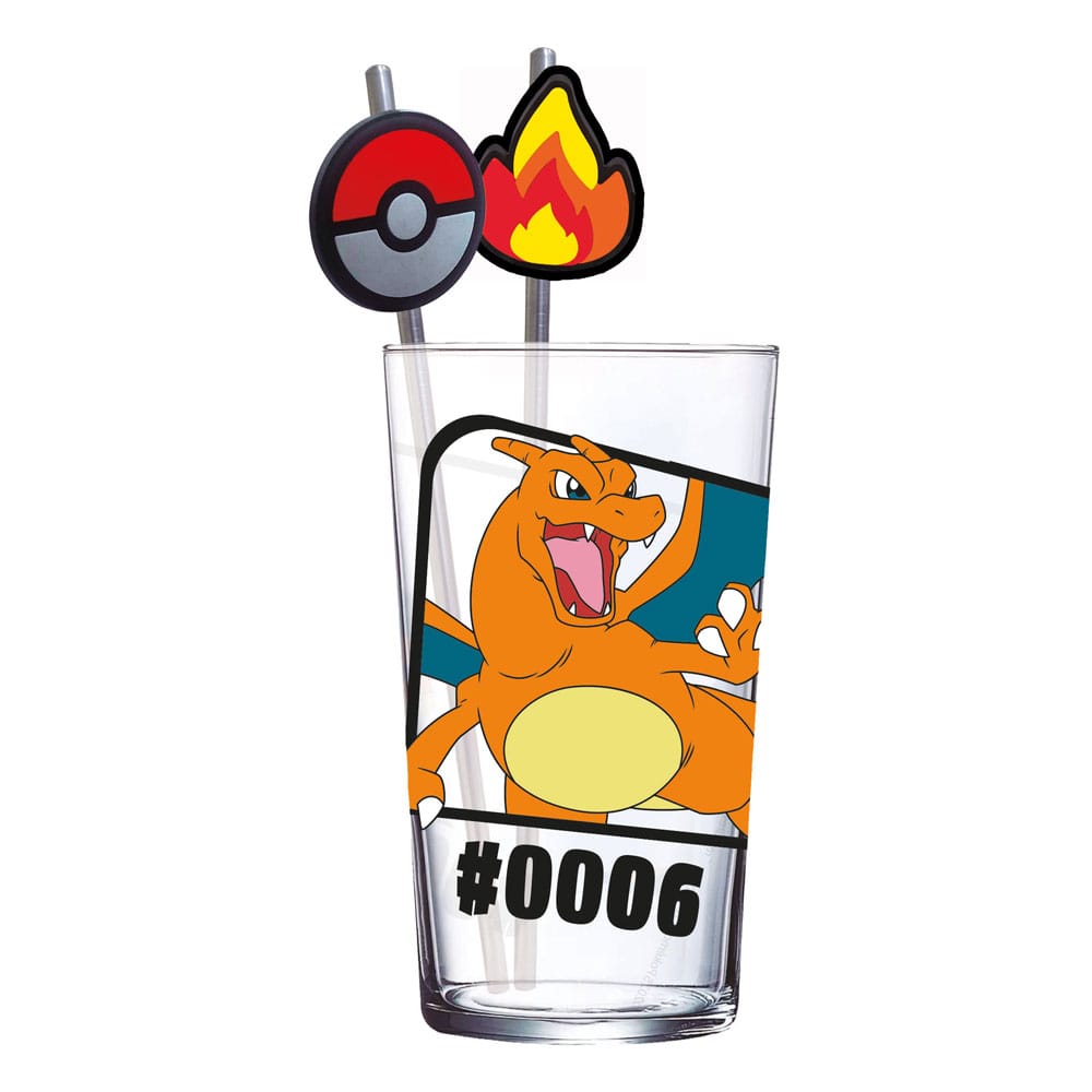 Pokémon Glas Tumbler mit Trinkhalmen Glurak 480 ml Image 1