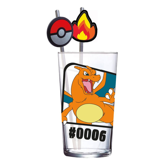 Pokémon Glas Tumbler mit Trinkhalmen Glurak 480 ml Image 1