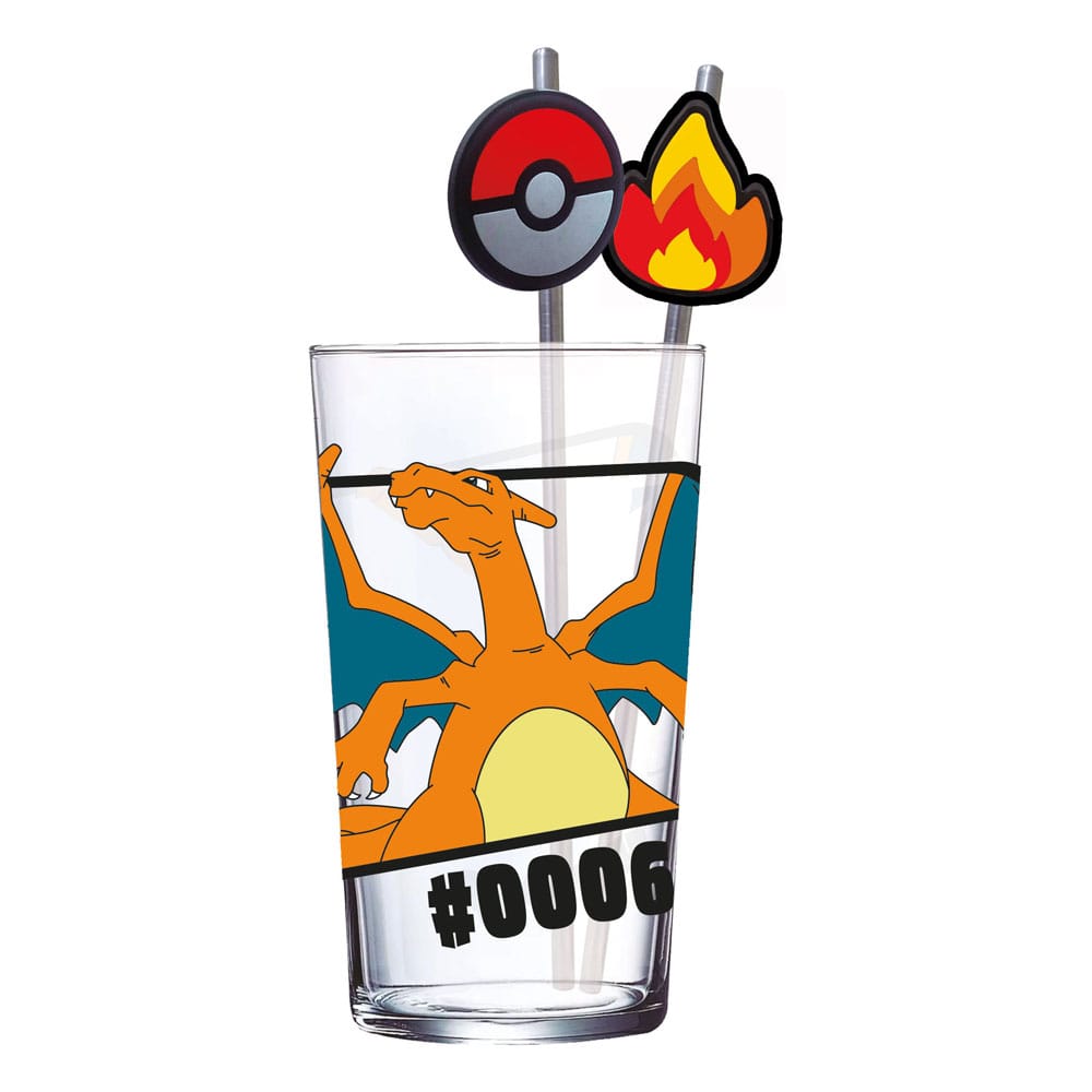 Pokémon Glas Tumbler mit Trinkhalmen Glurak 480 ml Image 2