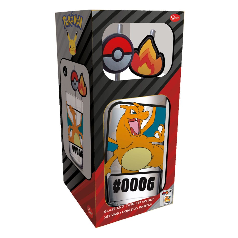 Pokémon Glas Tumbler mit Trinkhalmen Glurak 480 ml Image 3