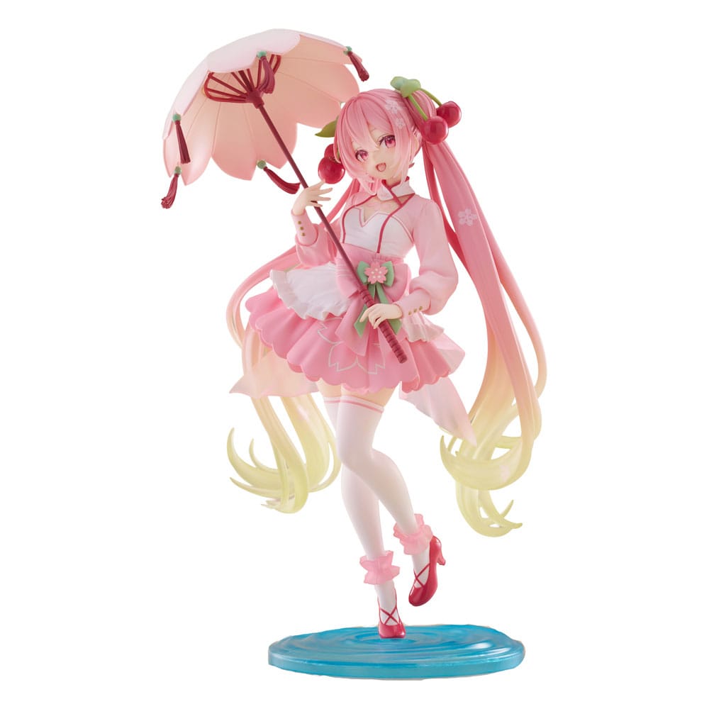 Hatsune Miku AMP PVC Statue Newley Written Sakura Miku Sakura Dress Ver. 21 cm Image 1