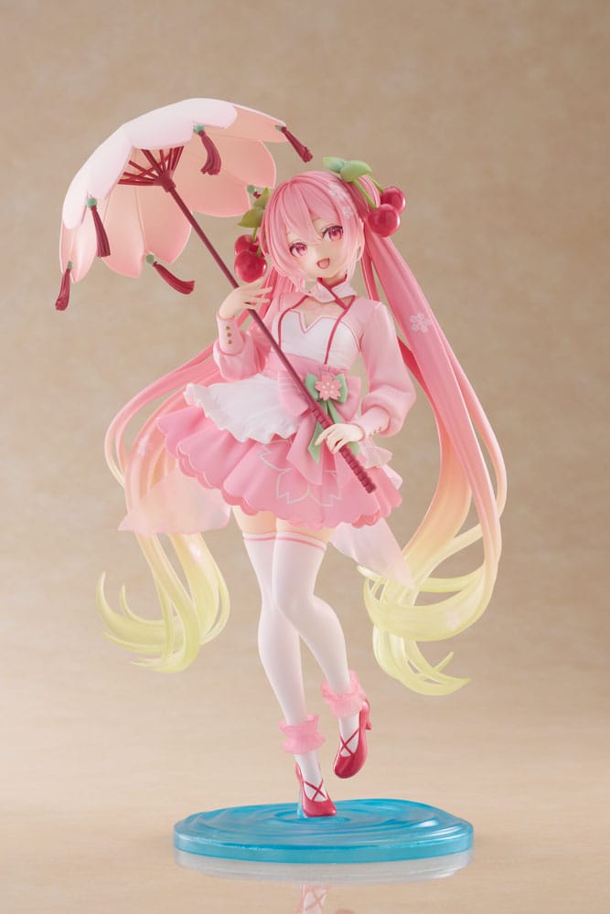 Hatsune Miku AMP PVC Statue Newley Written Sakura Miku Sakura Dress Ver. 21 cm Image 2