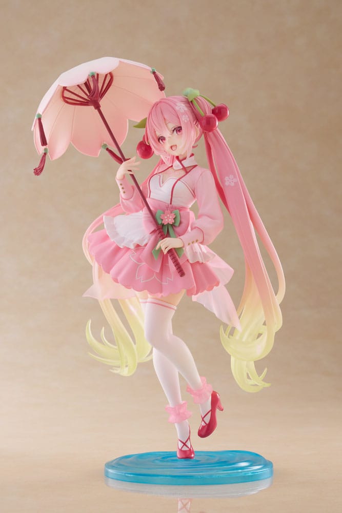 Hatsune Miku AMP PVC Statue Newley Written Sakura Miku Sakura Dress Ver. 21 cm Image 3