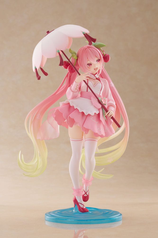 Hatsune Miku AMP PVC Statue Newley Written Sakura Miku Sakura Dress Ver. 21 cm Image 5