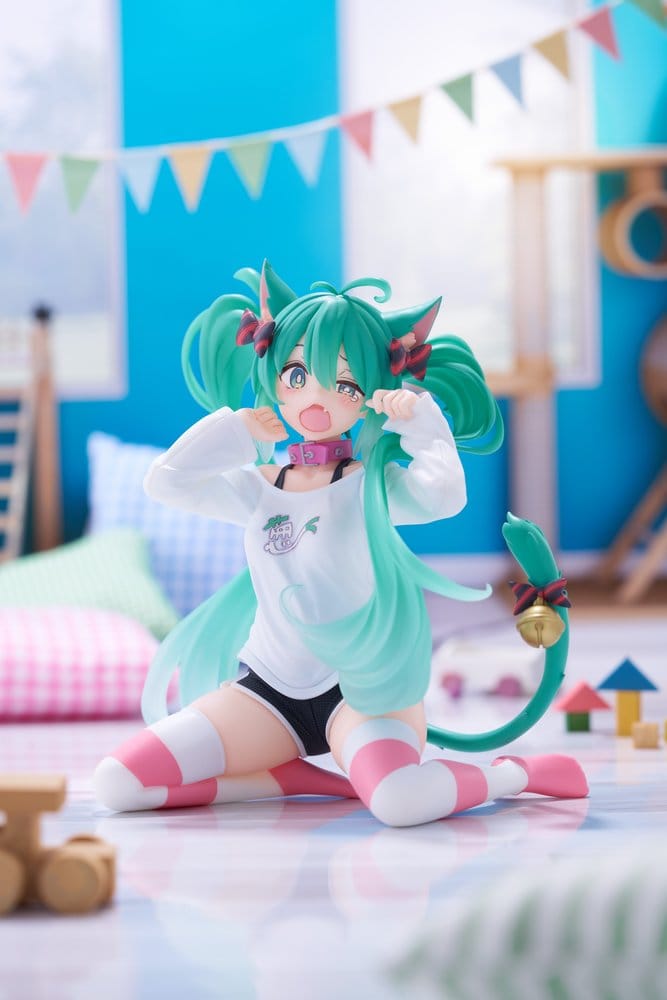 Hatsune Miku PVC Statue Desktop Cute Figure Hatsune Miku Cat Ear T-Shirt Ver. 13 cm Image 2
