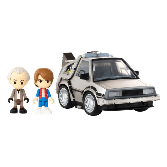 Zurück in die Zukunft Q-Village Fahrzeug mit Minifiguren Time Machine 9 cm Image 1