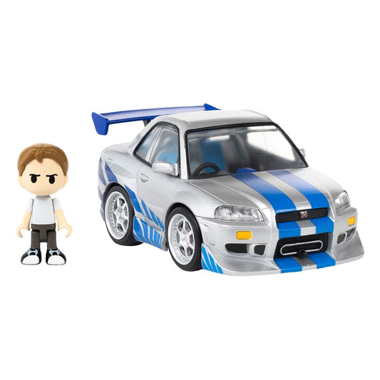 Fast & Furious Q-Village Fahrzeug mit Minifigur Nissan Skyline GT-R (R34) 9 cm Image 1