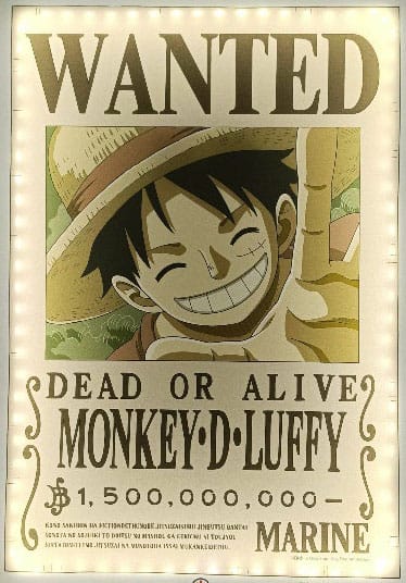 One Piece LED Wandleuchte Wanted Luffy 30 cm Image