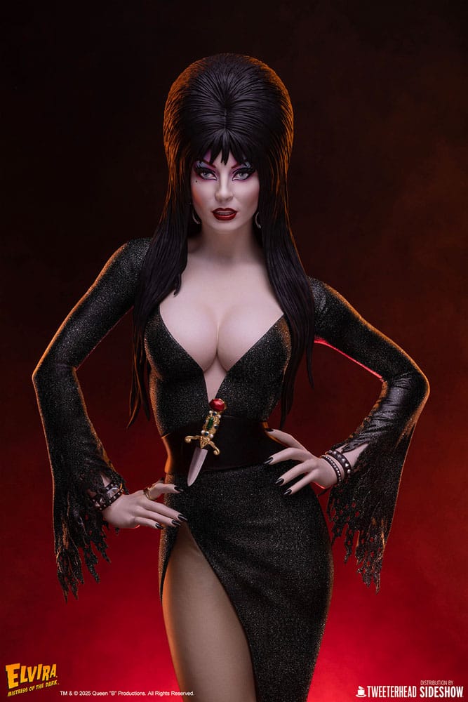 Elvira: Mistress of the Dark Maquette 1/4 Elvira (Black Glitter Dress) 48 cm Image 4