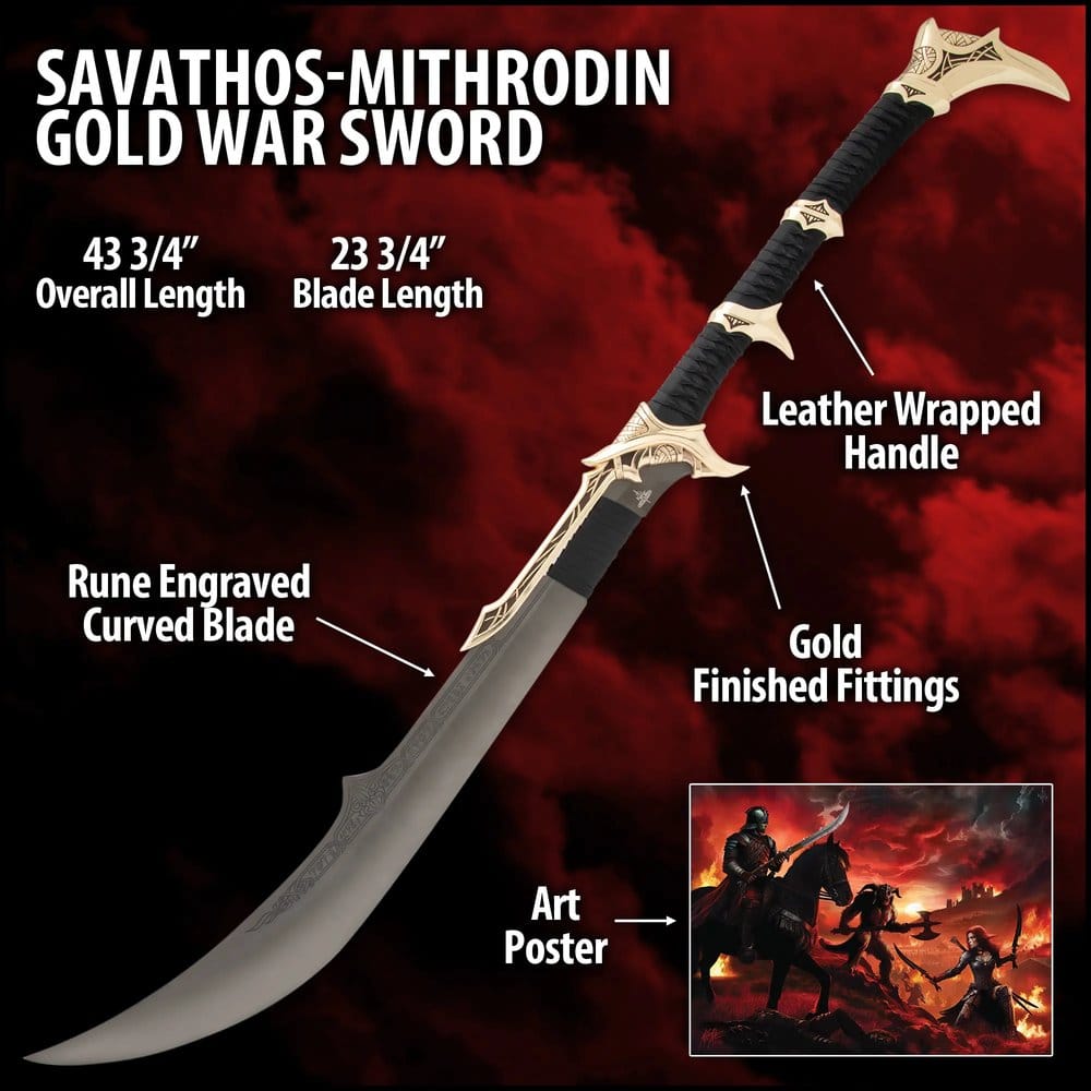 Kit Rae Swords of the Ancients Replik Savathos-Mithrodin Kriegsschwert Gold Version 111 cm Image 3