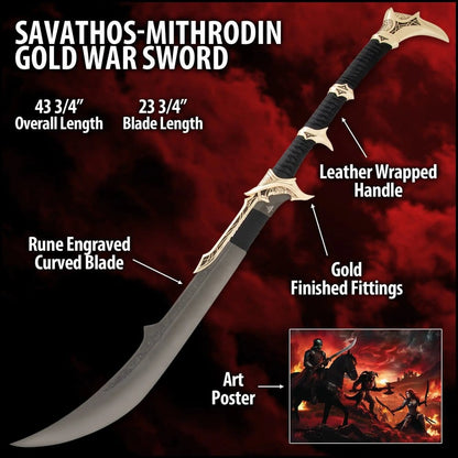 Kit Rae Swords of the Ancients Replik Savathos-Mithrodin Kriegsschwert Gold Version 111 cm Image 3
