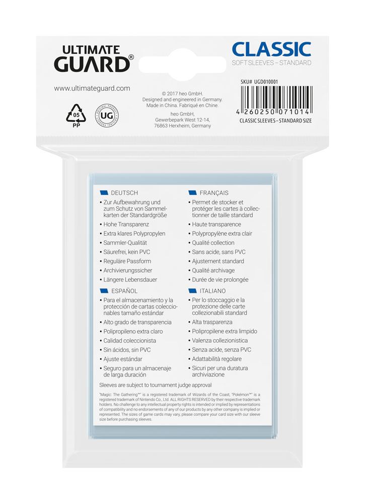 Ultimate Guard Classic Soft Sleeves Standardgröße Transparent (100) Image 2