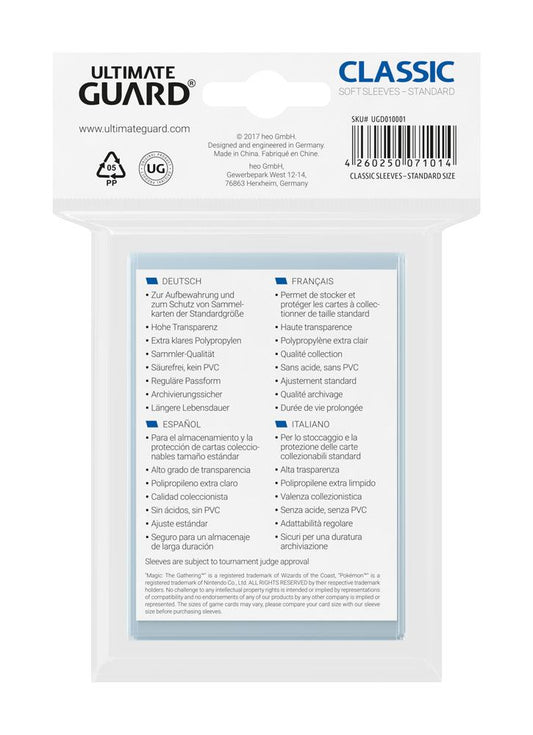 Ultimate Guard Classic Soft Sleeves Standardgröße Transparent (100) Image 2