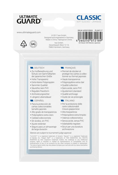 Ultimate Guard Classic Soft Sleeves Japanische Größe Transparent (100) Image 2