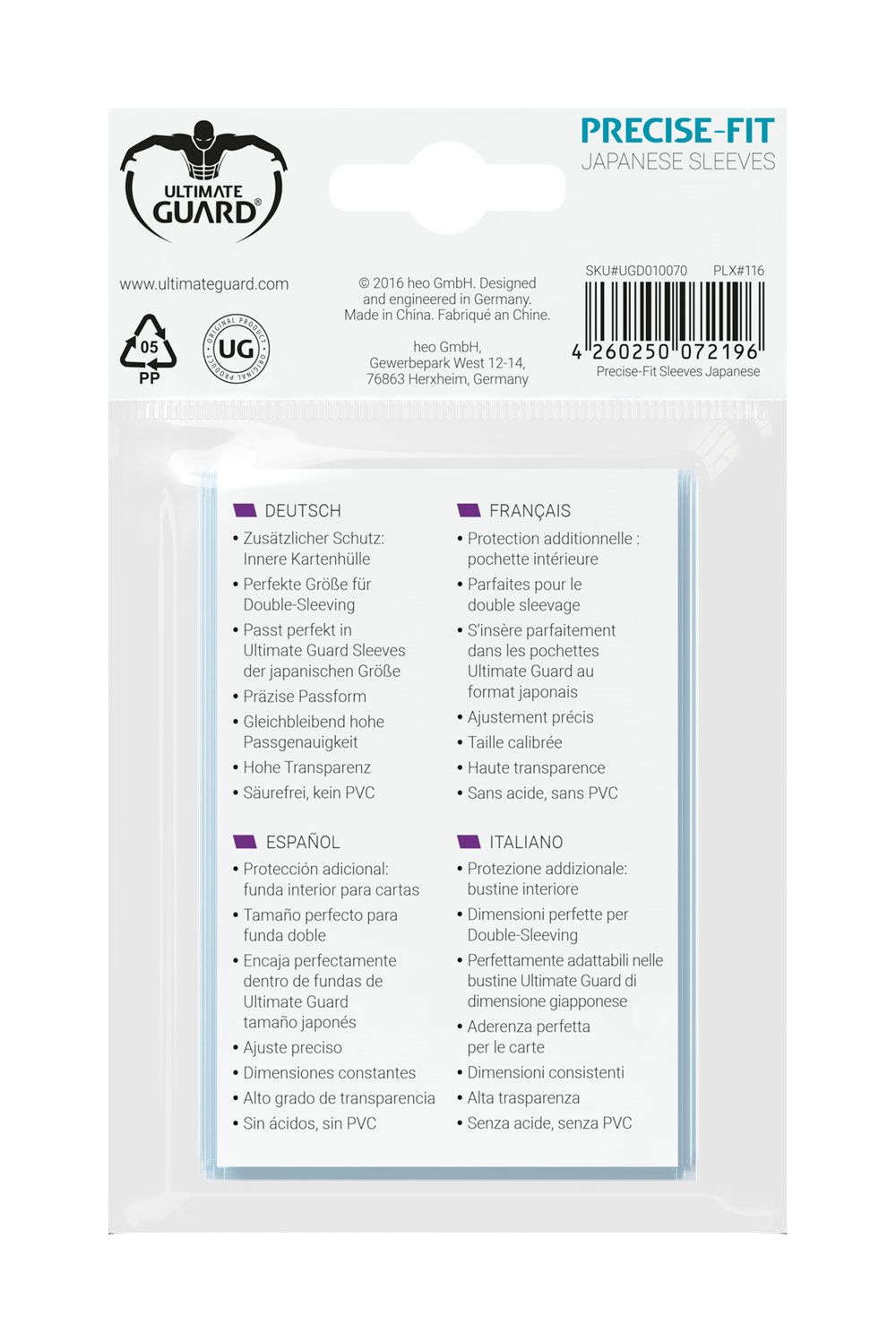 Ultimate Guard Precise-Fit Sleeves Japanese Size (100) Image 3