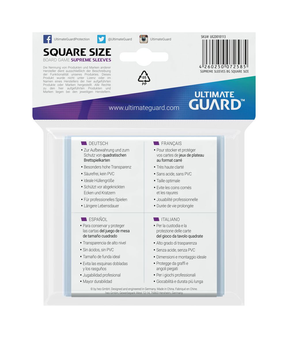 Ultimate Guard Supreme Sleeves für Brettspielkarten Quadratisch (50) Image 3