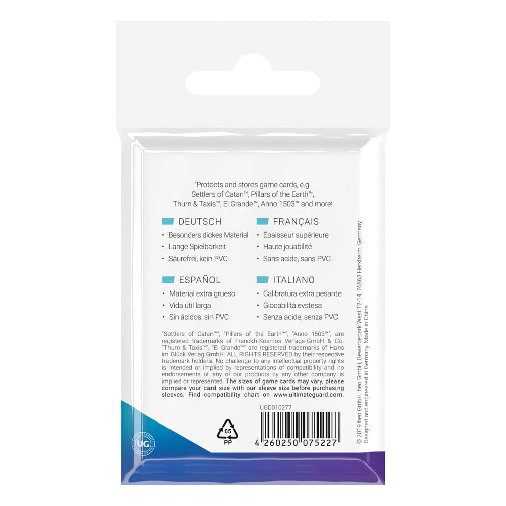 Ultimate Guard Premium Soft Sleeves für Brettspielkarten Mini European (50) Image 4