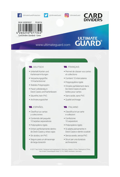 Ultimate Guard Card Dividers Standard Size (10) - Green Image 4
