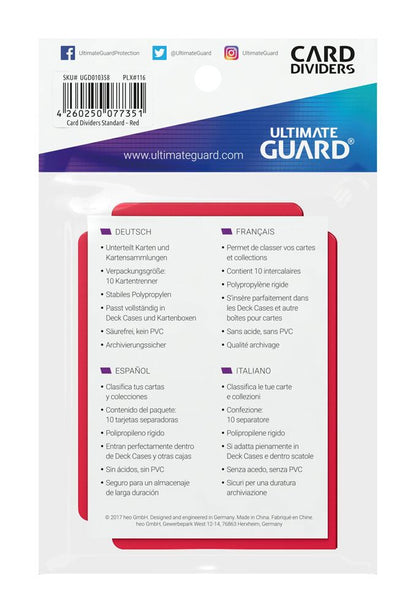 Ultimate Guard Card Dividers Standard Size (10) - Red Image 4