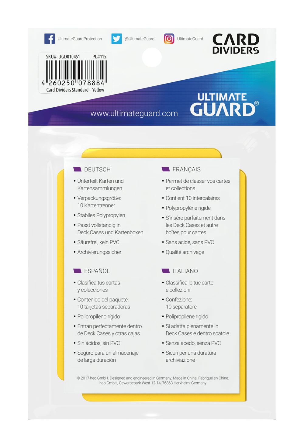 Ultimate Guard Card Dividers Standard Size (10) - Yellow Image 4