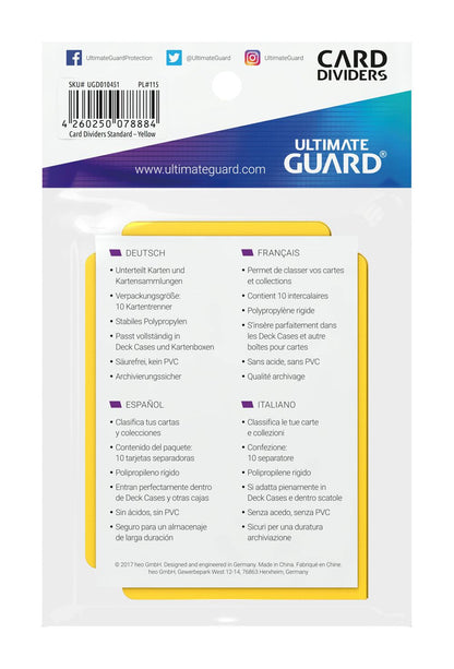 Ultimate Guard Card Dividers Standard Size (10) - Yellow Image 4