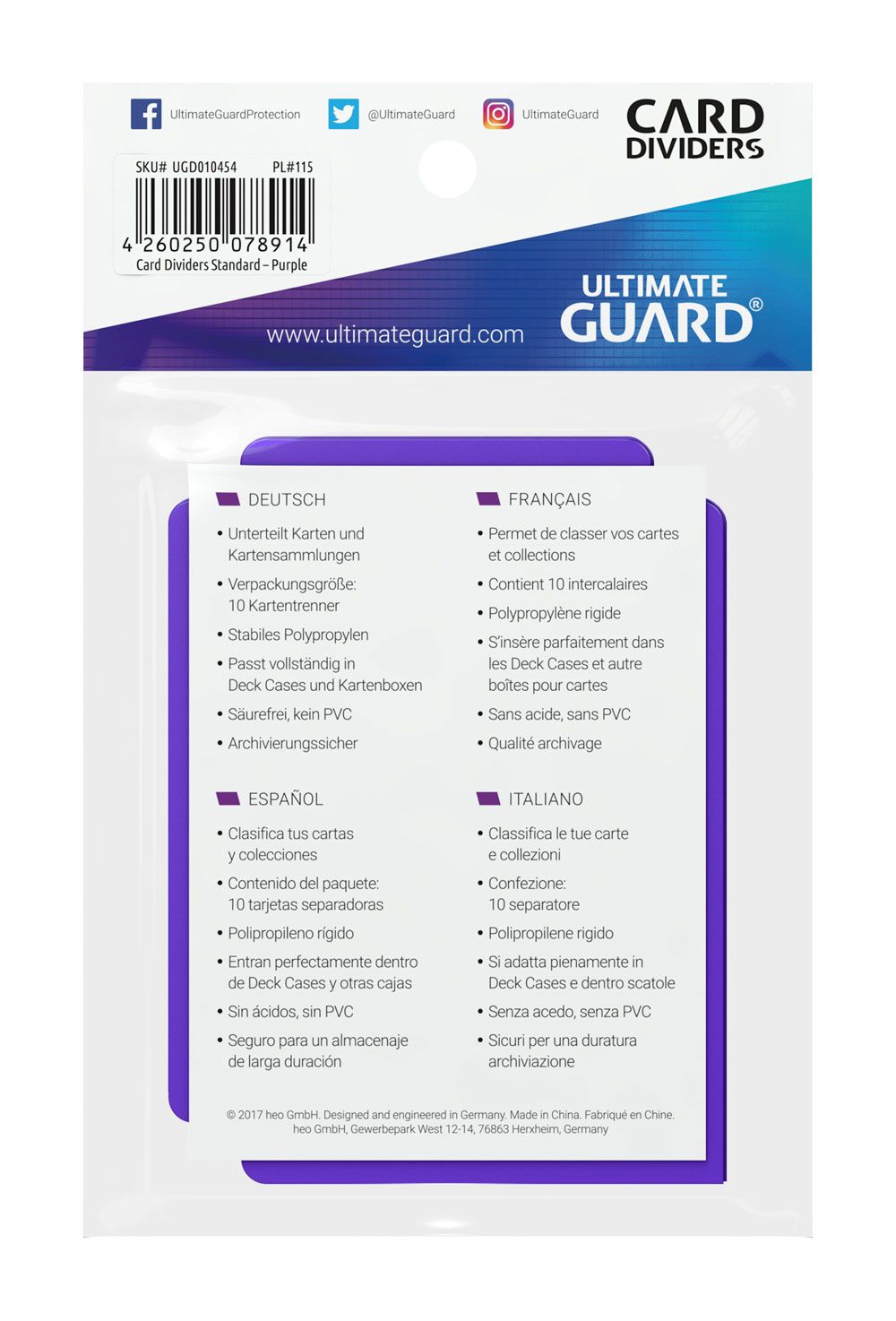 Ultimate Guard Card Dividers Standard Size (10) - Purple Image 4