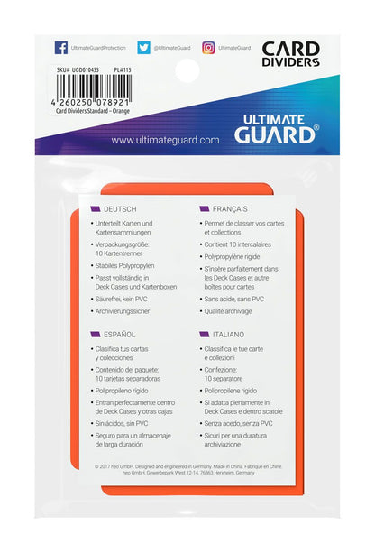 Ultimate Guard Card Dividers Standard Size (10) - Orange Image 4
