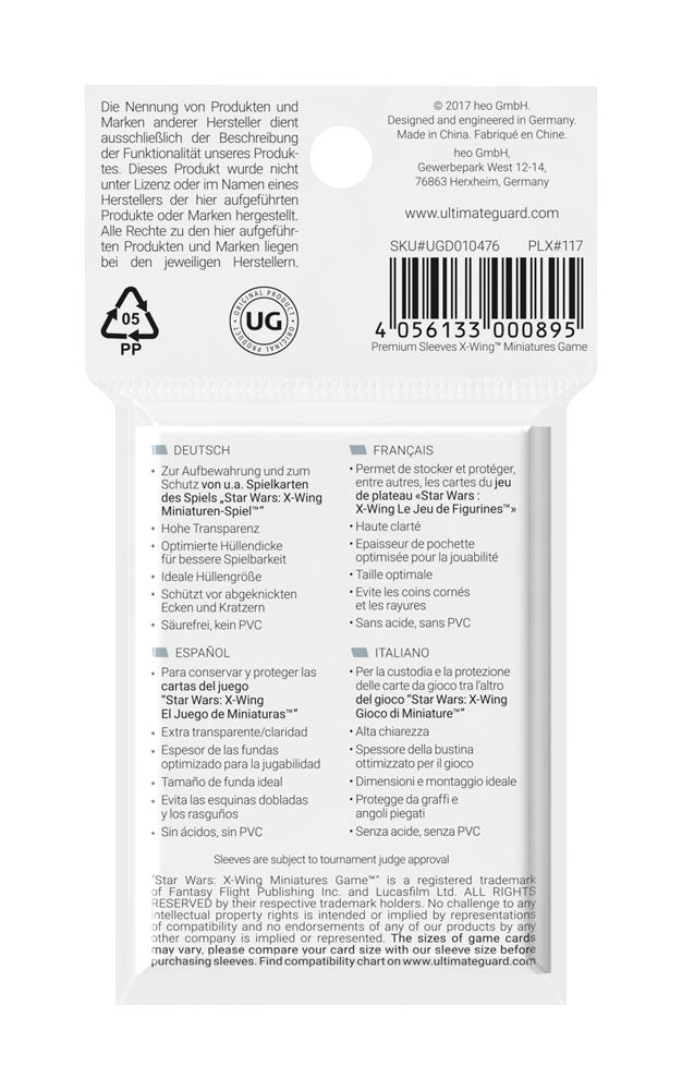 Ultimate Guard Board Game Sleeves (50) - X-Wing Miniatures Game Image 3